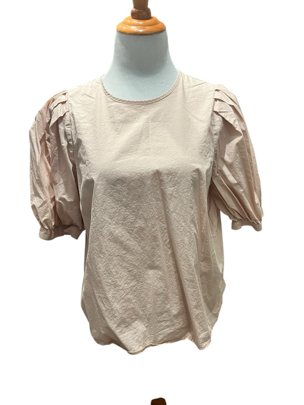a new day Women's Light Pale Pink Blush Puffed Sleeve Blouse Top SIZE Large